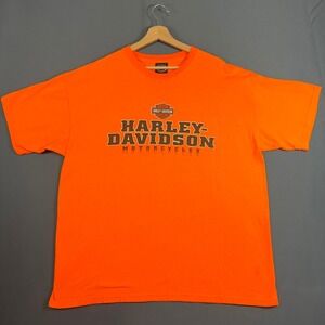Harley-Davidson Mens XL Graphic T-Shirt Orange Motorcycle Biker Short Sleeve Tee